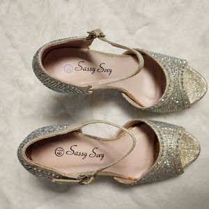 Rhinestone Heels Gold/Silver